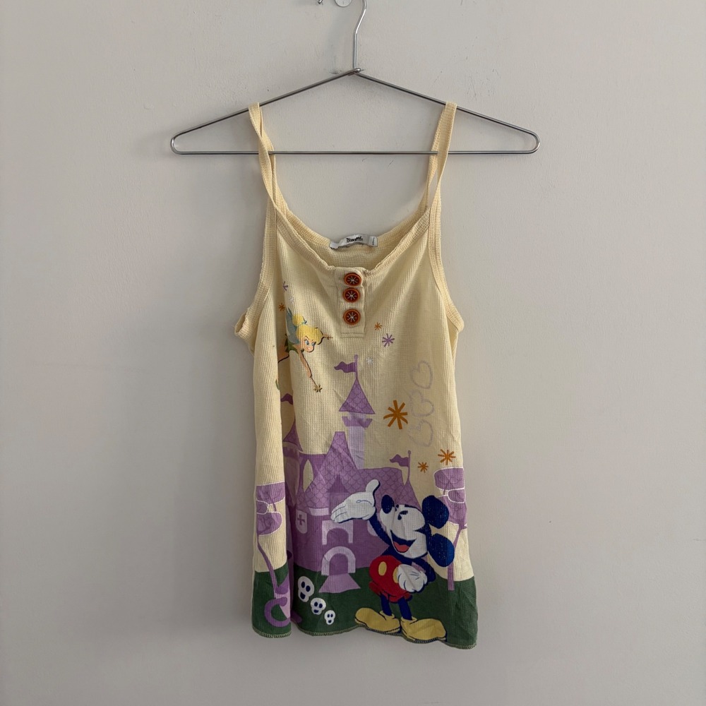 Disneyland Resort Mickey Mouse Waffle Knit Tank Top Yellow Medium